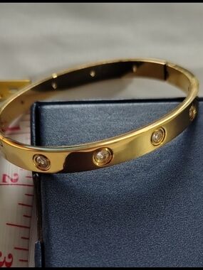 Gold-Tone Crystal Accent Bangle Bracelet